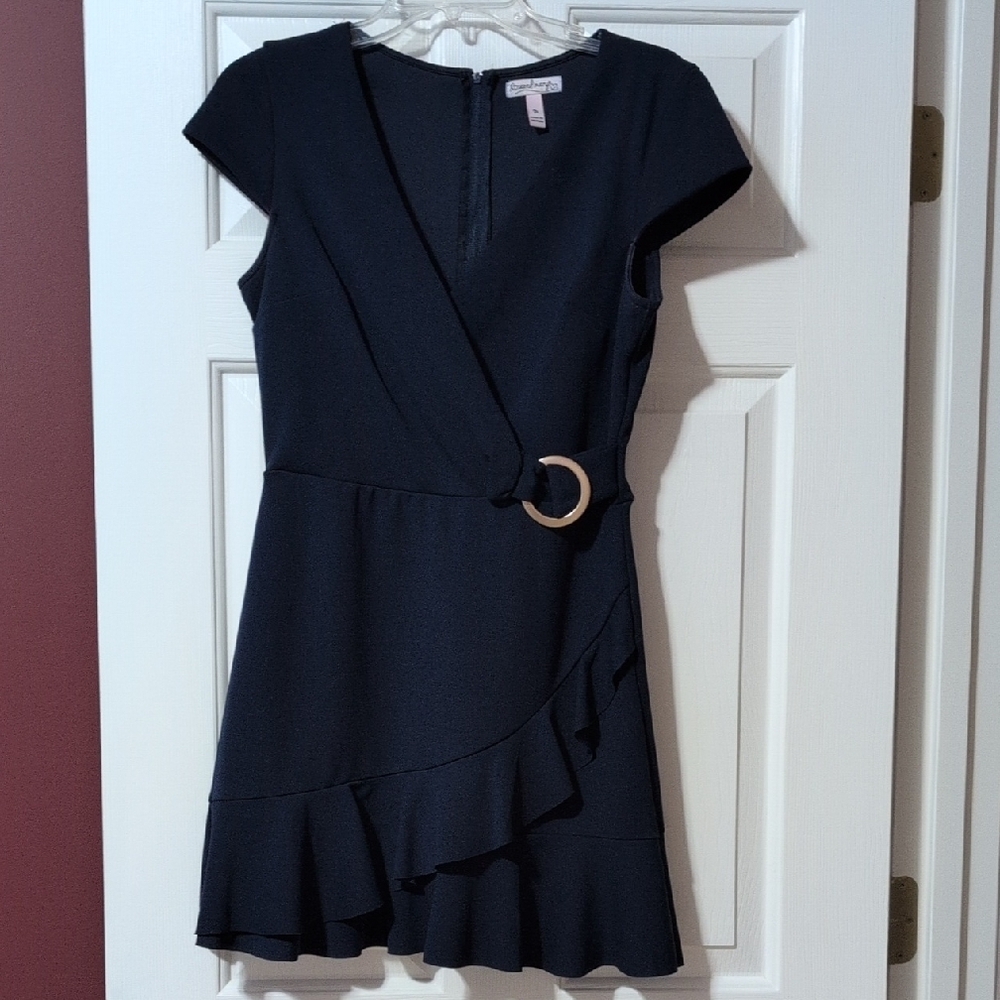 Xtraordinary Black Asymmetrical Wrap Mini Dress